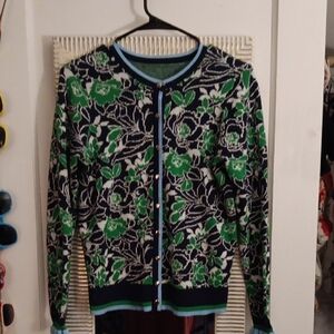 Floral Green and Blue Women's Sweater